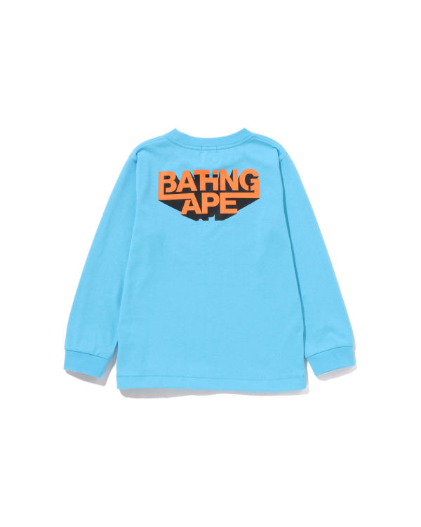 T Shirts Bape Bathing Ape Ape Head L/S Bleu Enfant | LHD-43528436