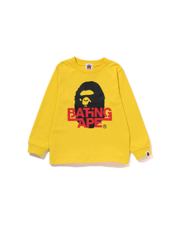 T Shirts Bape Bathing Ape Ape Head L/S Jaune Enfant | ERC-48759146