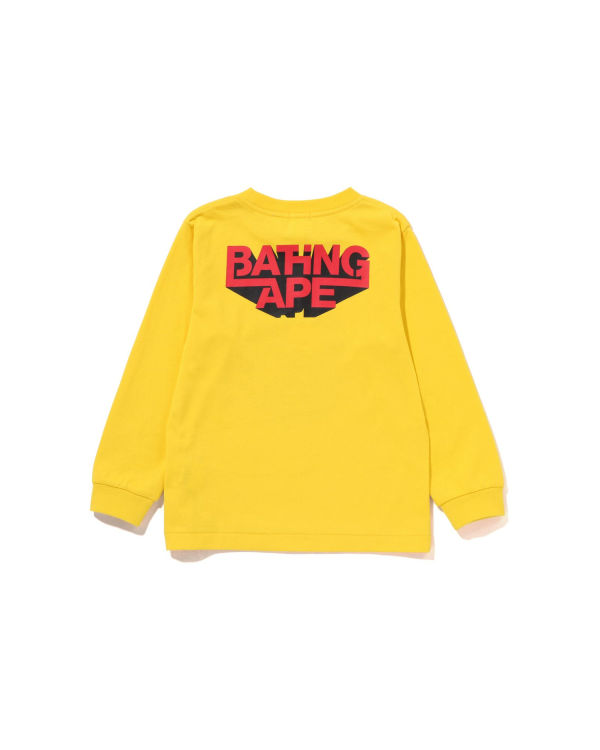 T Shirts Bape Bathing Ape Ape Head L/S Jaune Enfant | ERC-48759146