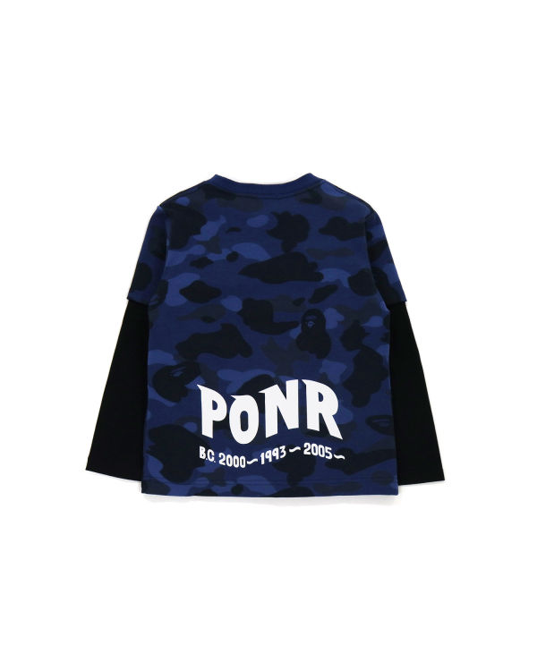 T Shirts Bape Color Camo Shark Layered Bleu Marine Bleu Enfant | BCV-70406654