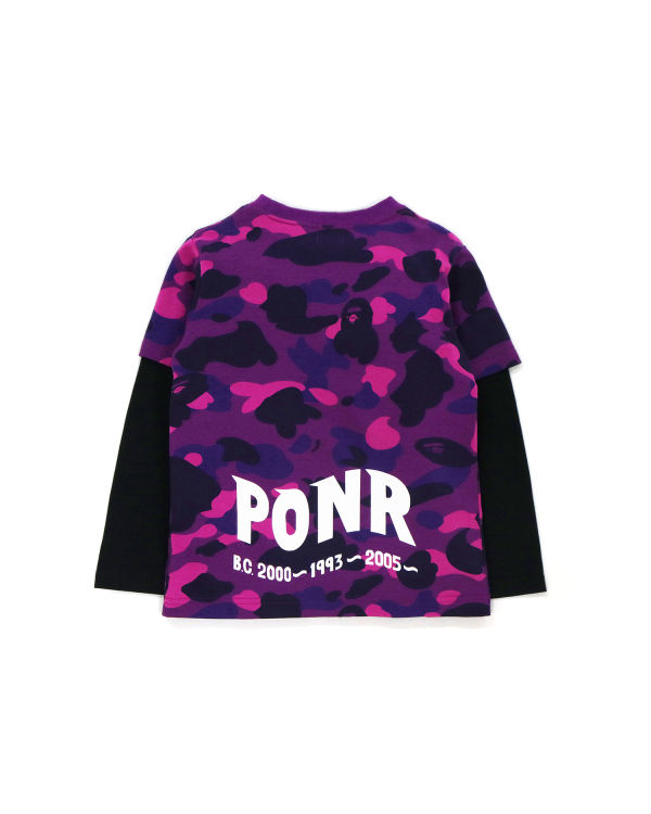 T Shirts Bape Color Camo Shark Layered Violette Foncé Enfant | RTJ-79055763