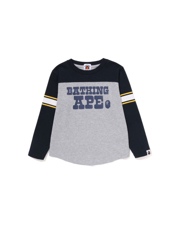 T Shirts Bape Bathing Ape Football L/S Grise Enfant | CAF-00790494