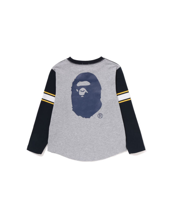 T Shirts Bape Bathing Ape Football L/S Grise Enfant | CAF-00790494