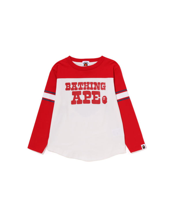 T Shirts Bape Bathing Ape Football L/S Blanche Enfant | NIA-51912070