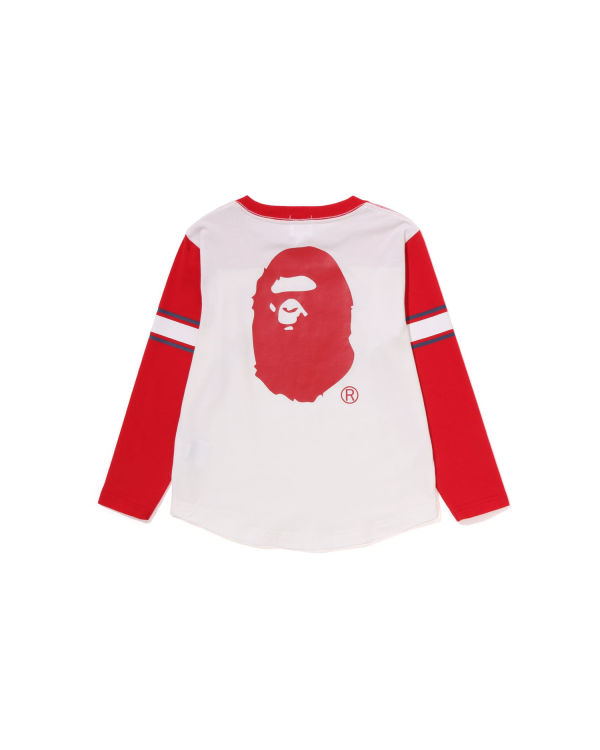 T Shirts Bape Bathing Ape Football L/S Blanche Enfant | NIA-51912070