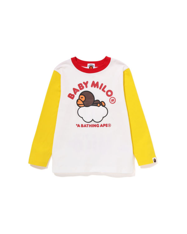 T Shirts Bape Milo Sleep On Cloud L/S Blanche Enfant | KEA-78793830