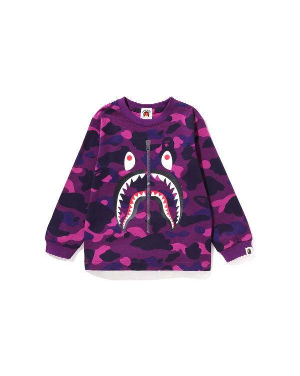 T Shirts Bape Color Camo Shark L/S Violette Enfant | MIP-09457228