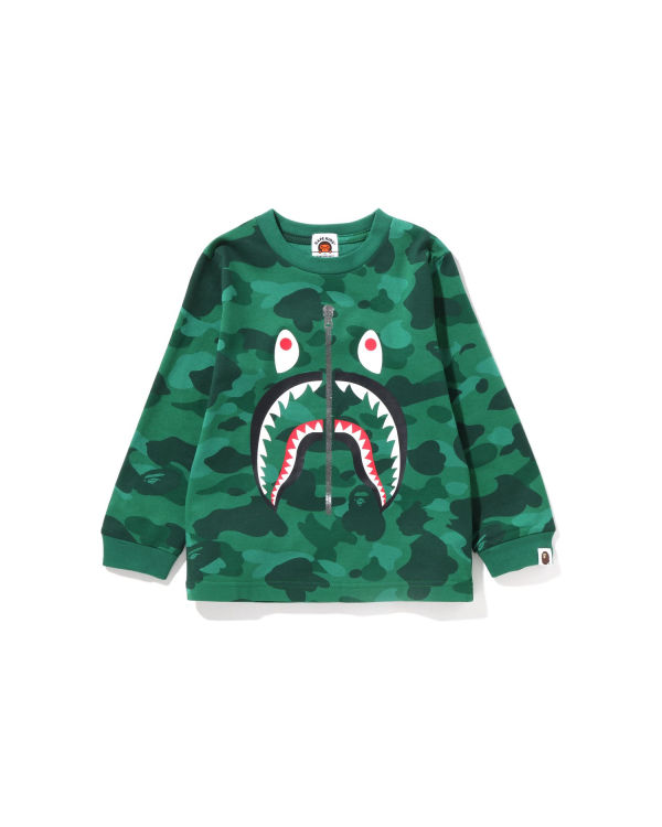 T Shirts Bape Color Camo Shark L/S Turquoise Enfant | SSE-04299180