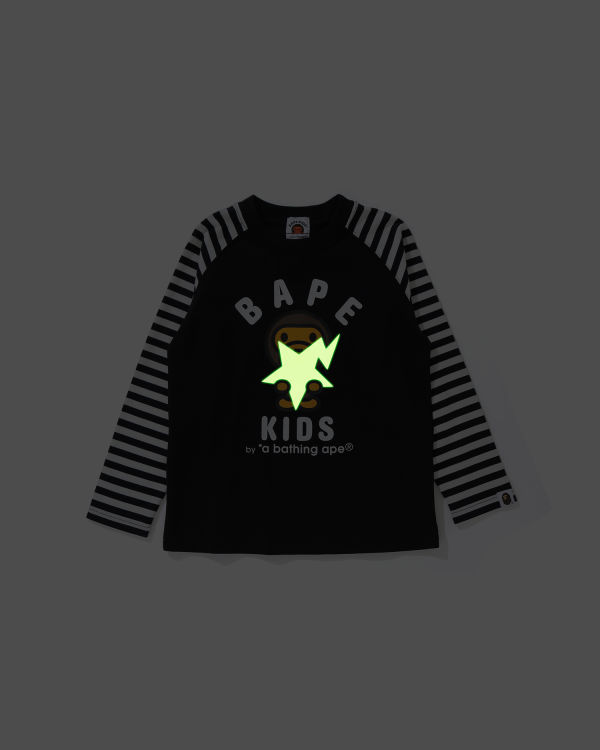 T Shirts Bape Milo Glow In The Dark STA L/S Noir Enfant | QZI-70294945