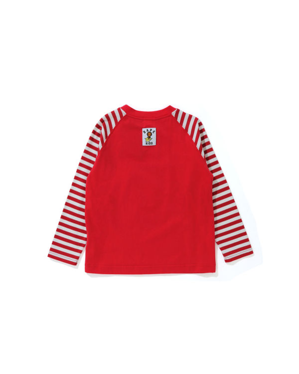 T Shirts Bape Milo Glow In The Dark STA L/S Rouge Clair Enfant | KXP-40691620