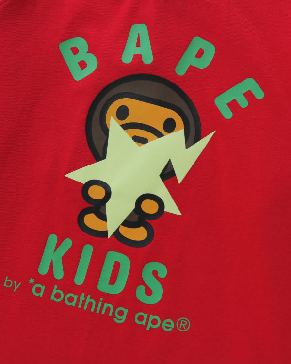 T Shirts Bape Milo Glow In The Dark STA L/S Rouge Clair Enfant | KXP-40691620