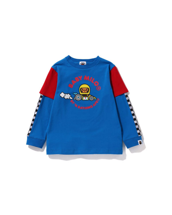 T Shirts Bape Milo Racing Layered Bleu Enfant | ASH-22317503