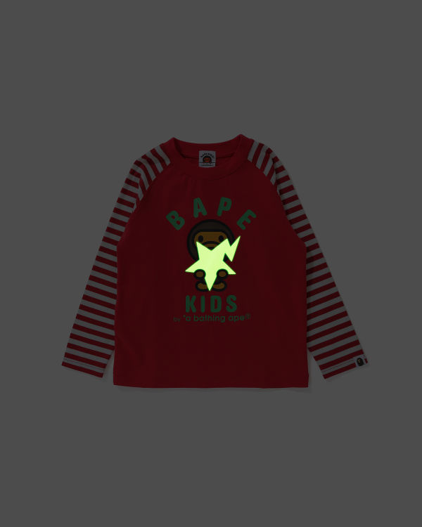 T Shirts Bape Milo Glow In The Dark STA L/S Rouge Clair Enfant | KXP-40691620