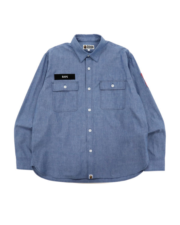 Chemises Bape Military Patch Relaxed Fit Chambray Bleu Clair Homme | RLL-22691067