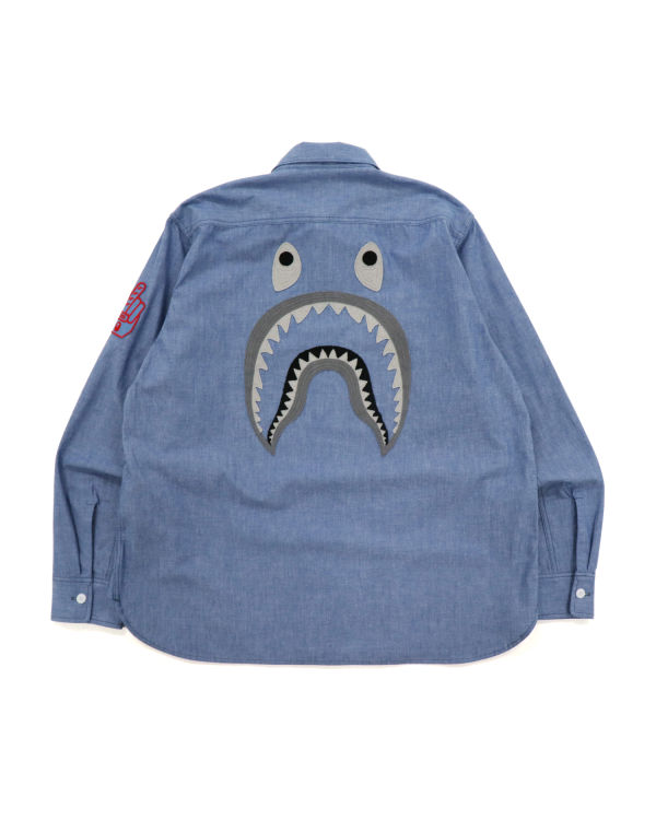 Chemises Bape Military Patch Relaxed Fit Chambray Bleu Clair Homme | RLL-22691067