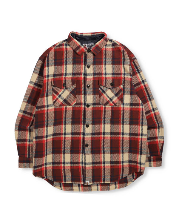 Chemises Bape Check Flannel Rouge Clair Homme | HCA-13351077