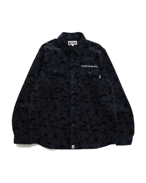 Chemises Bape Solid Camo Corduroy Travail Bleu Marine Bleu Homme | IGW-05625596