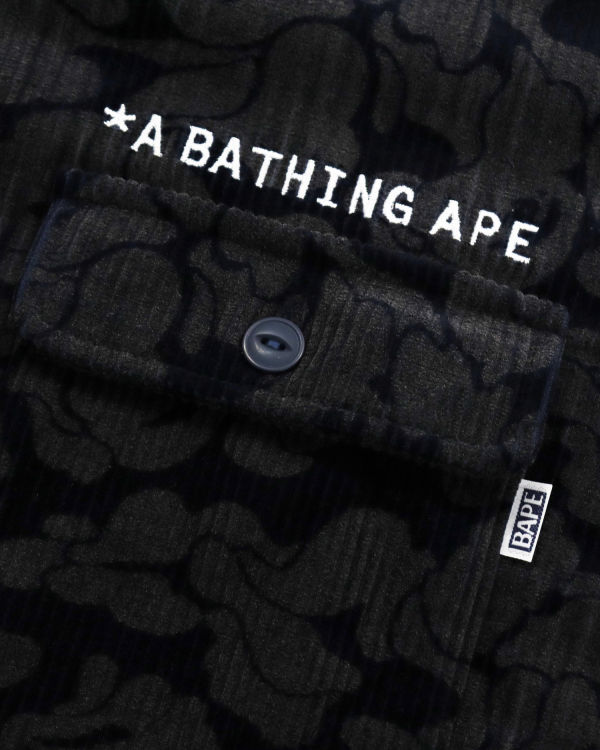 Chemises Bape Solid Camo Corduroy Travail Bleu Marine Bleu Homme | IGW-05625596