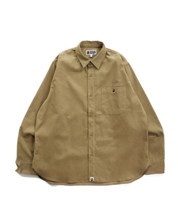 Chemises Bape Ape Head One Point Corduroy Relaxed Fit Travail Beige Homme | NUR-12940410