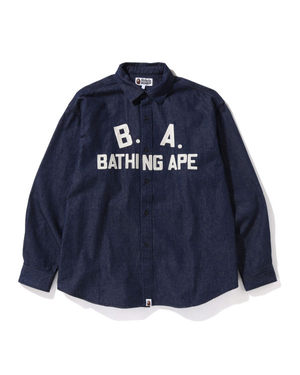 Chemises Bape B.A Loose Fit Denim Bleu Homme | PCZ-61942485