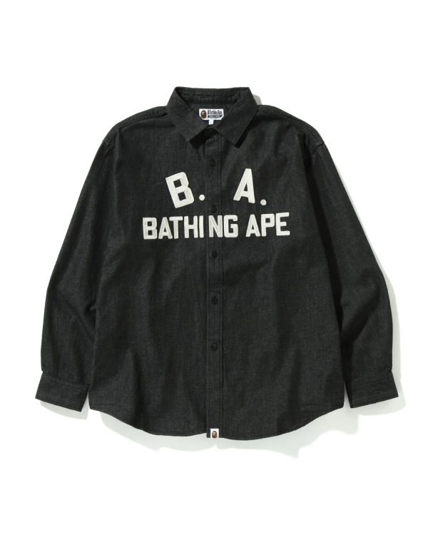 Chemises Bape B.A Loose Fit Denim Noir Homme | FTQ-78369696