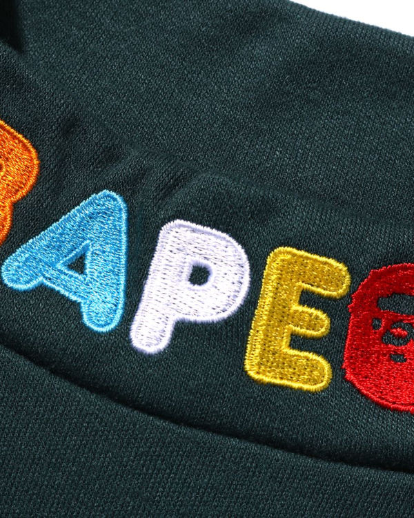 T Shirts Bape Ape Head & Milo One Point High Neck L/S Vert Foncé Enfant | HEL-95935428