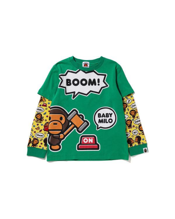 T Shirts Bape Milo Speech Balloon Layered L/S Menthe Enfant | FSN-38196536