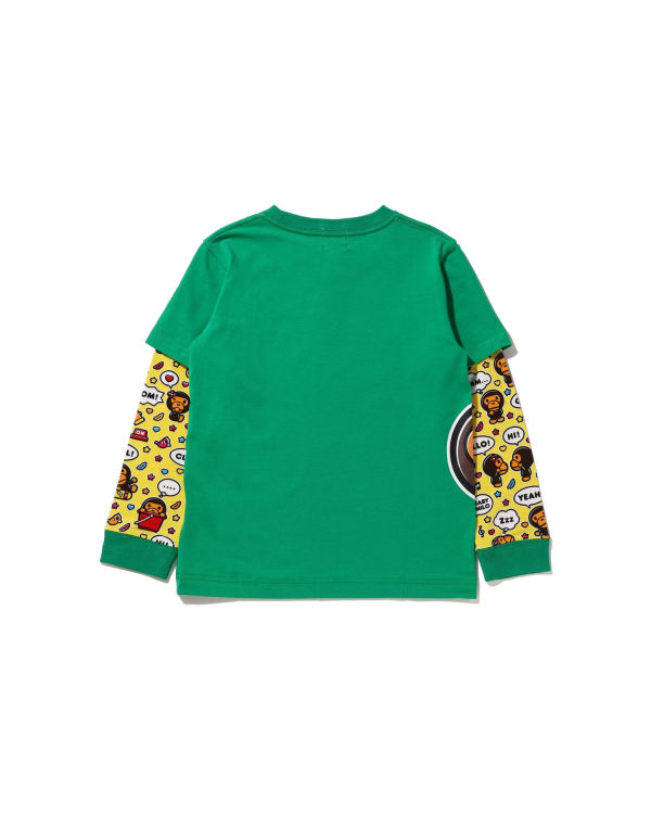 T Shirts Bape Milo Speech Balloon Layered L/S Menthe Enfant | FSN-38196536