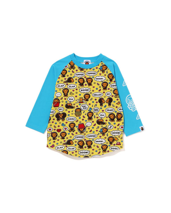 T Shirts Bape Milo Speech Balloon Raglan 3/4 Sleeve Bleu Enfant | FID-62526881