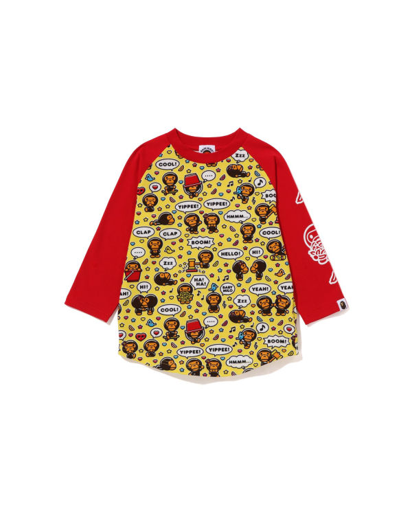 T Shirts Bape Milo Speech Balloon Raglan 3/4 Sleeve Rouge Clair Enfant | YXB-16596582