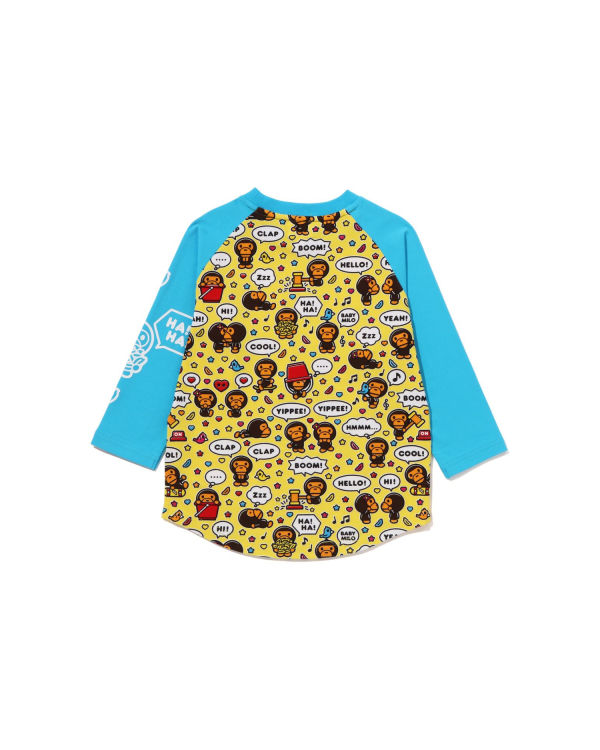 T Shirts Bape Milo Speech Balloon Raglan 3/4 Sleeve Bleu Enfant | FID-62526881