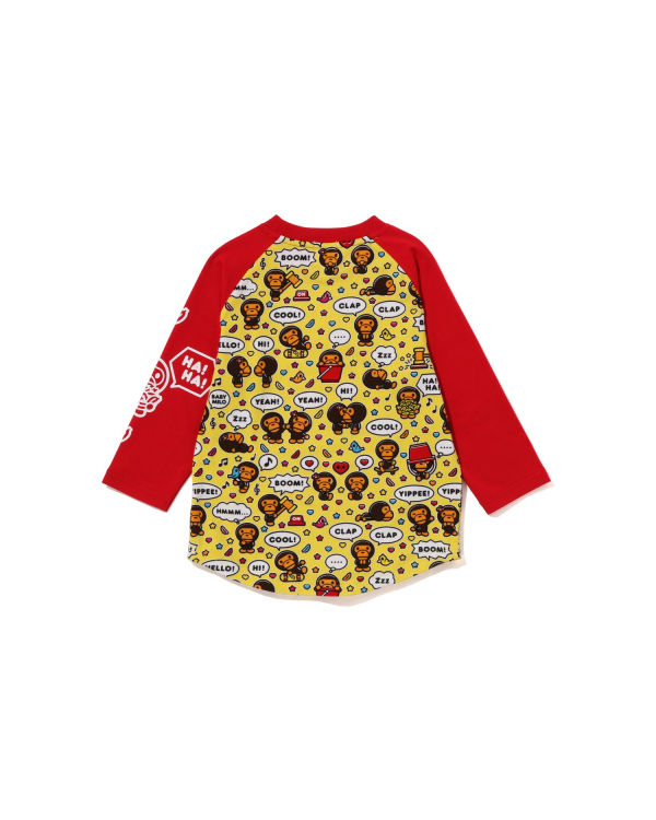 T Shirts Bape Milo Speech Balloon Raglan 3/4 Sleeve Rouge Clair Enfant | YXB-16596582