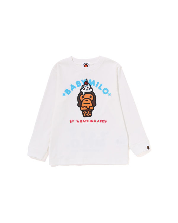 T Shirts Bape Milo Ice Cream L/S Blanche Enfant | XLW-00596870