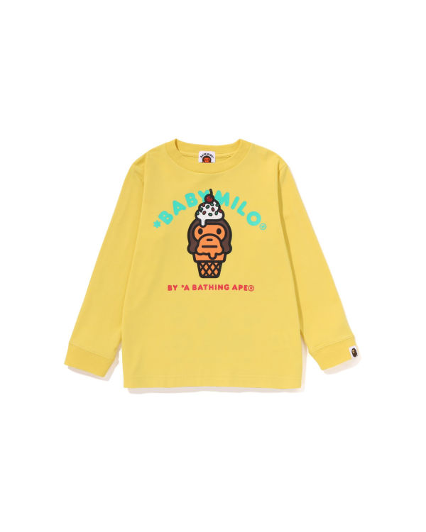 T Shirts Bape Milo Ice Cream L/S Jaune Enfant | UME-67272321