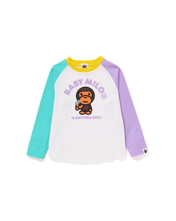 T Shirts Bape Milo Donuts Raglan L/S Blanche Enfant | IKO-77283081