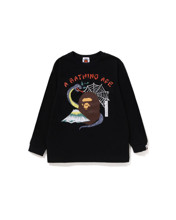 T Shirts Bape Japan Culture Souvenir L/S Noir Enfant | LUA-60999785