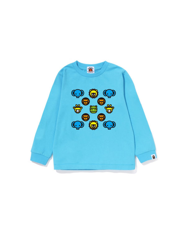 T Shirts Bape Milogram L/S Bleu Enfant | XJM-31706563