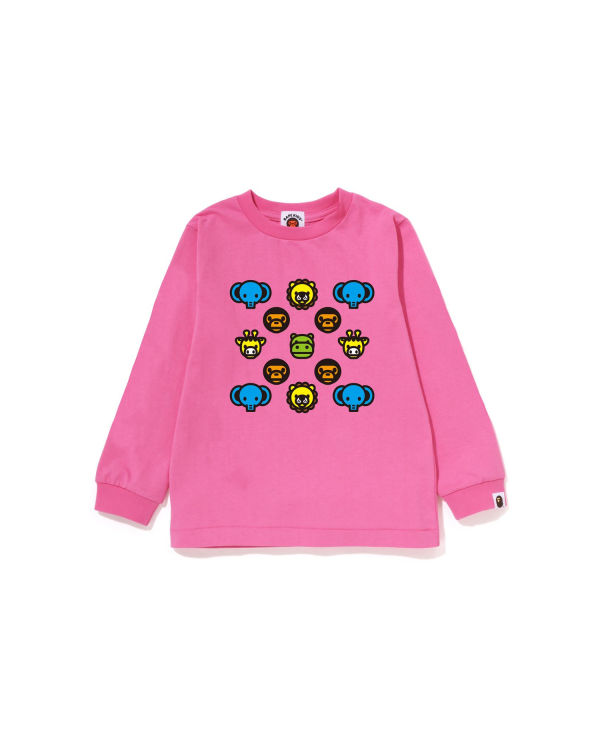 T Shirts Bape Milogram L/S Rose Enfant | MAG-11874149