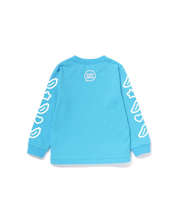 T Shirts Bape Milo Speech Balloon L/S #1 Bleu Enfant | HNP-03586097