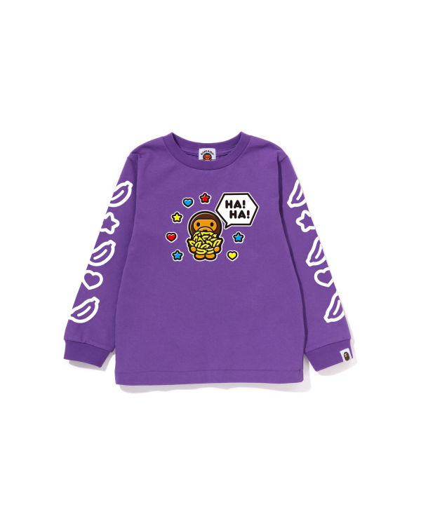 T Shirts Bape Milo Speech Balloon L/S #1 Violette Enfant | XBD-86628028