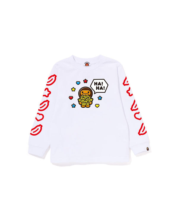 T Shirts Bape Milo Speech Balloon L/S #1 Blanche Enfant | WKW-57938365