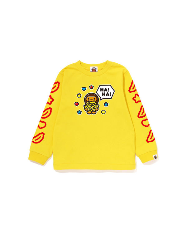 T Shirts Bape Milo Speech Balloon L/S #1 Jaune Enfant | MRC-68881876