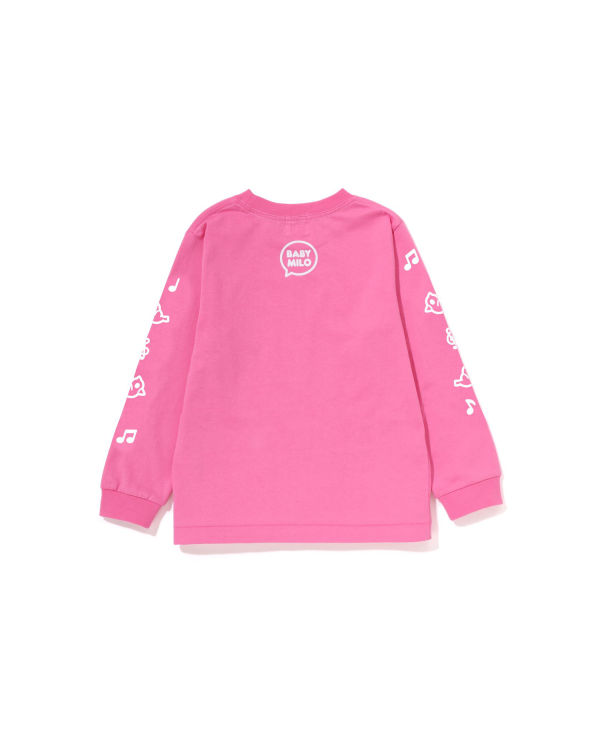 T Shirts Bape Milo Speech Balloon L/S #2 Rose Enfant | TCC-69068362