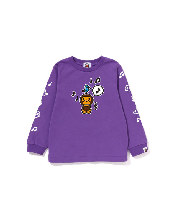 T Shirts Bape Milo Speech Balloon L/S #2 Violette Enfant | GJD-74129560