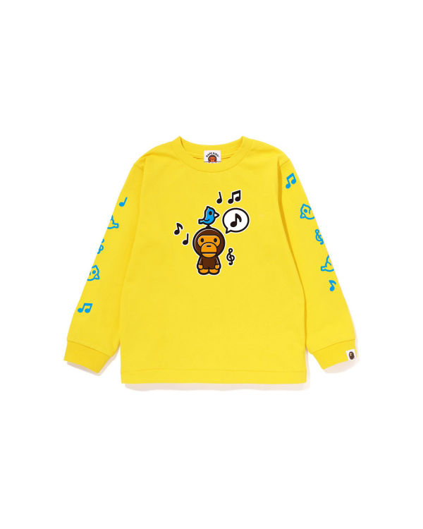 T Shirts Bape Milo Speech Balloon L/S #2 Jaune Enfant | UKR-47718760