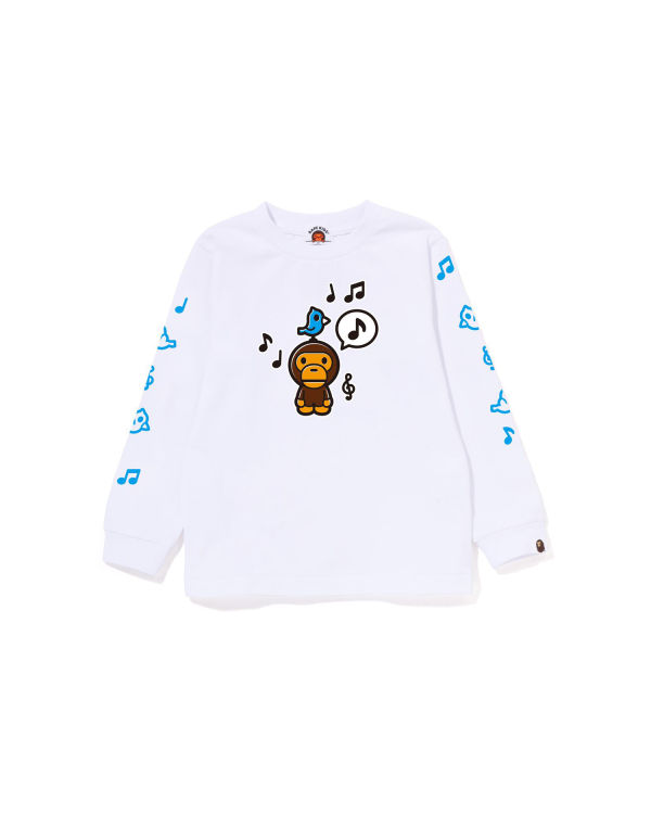 T Shirts Bape Milo Speech Balloon L/S #2 Blanche Enfant | UEC-60153160