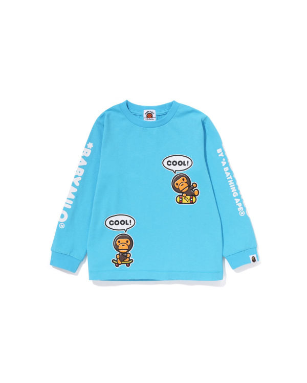 T Shirts Bape Milo Speech Balloon L/S #3 Bleu Enfant | CSV-61617550