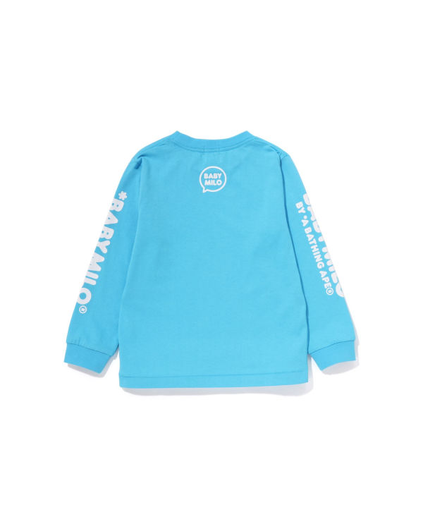 T Shirts Bape Milo Speech Balloon L/S #3 Bleu Enfant | CSV-61617550