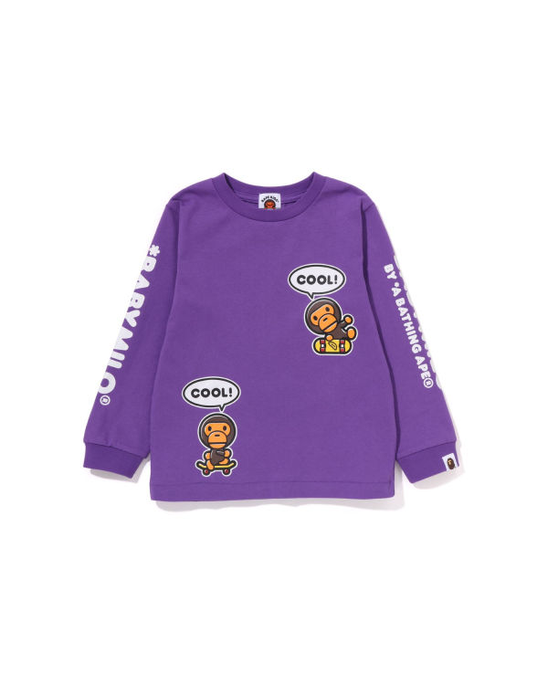 T Shirts Bape Milo Speech Balloon L/S #3 Violette Enfant | EHB-34039508