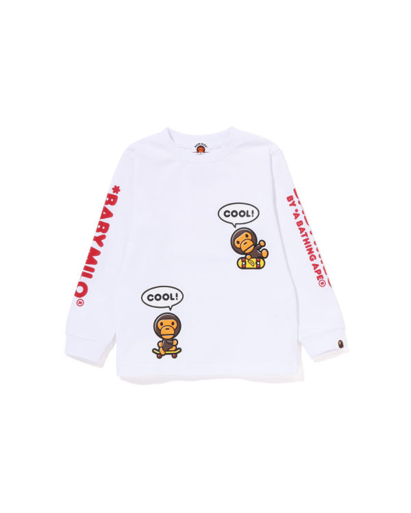 T Shirts Bape Milo Speech Balloon L/S #3 Blanche Enfant | GXZ-86171195